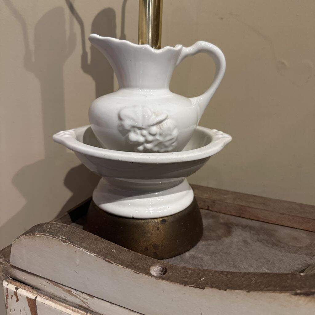 IRONSTONE PITCHER AND BOWL LAMP