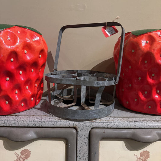 METAL MILK JAR BOTTLE CADDY