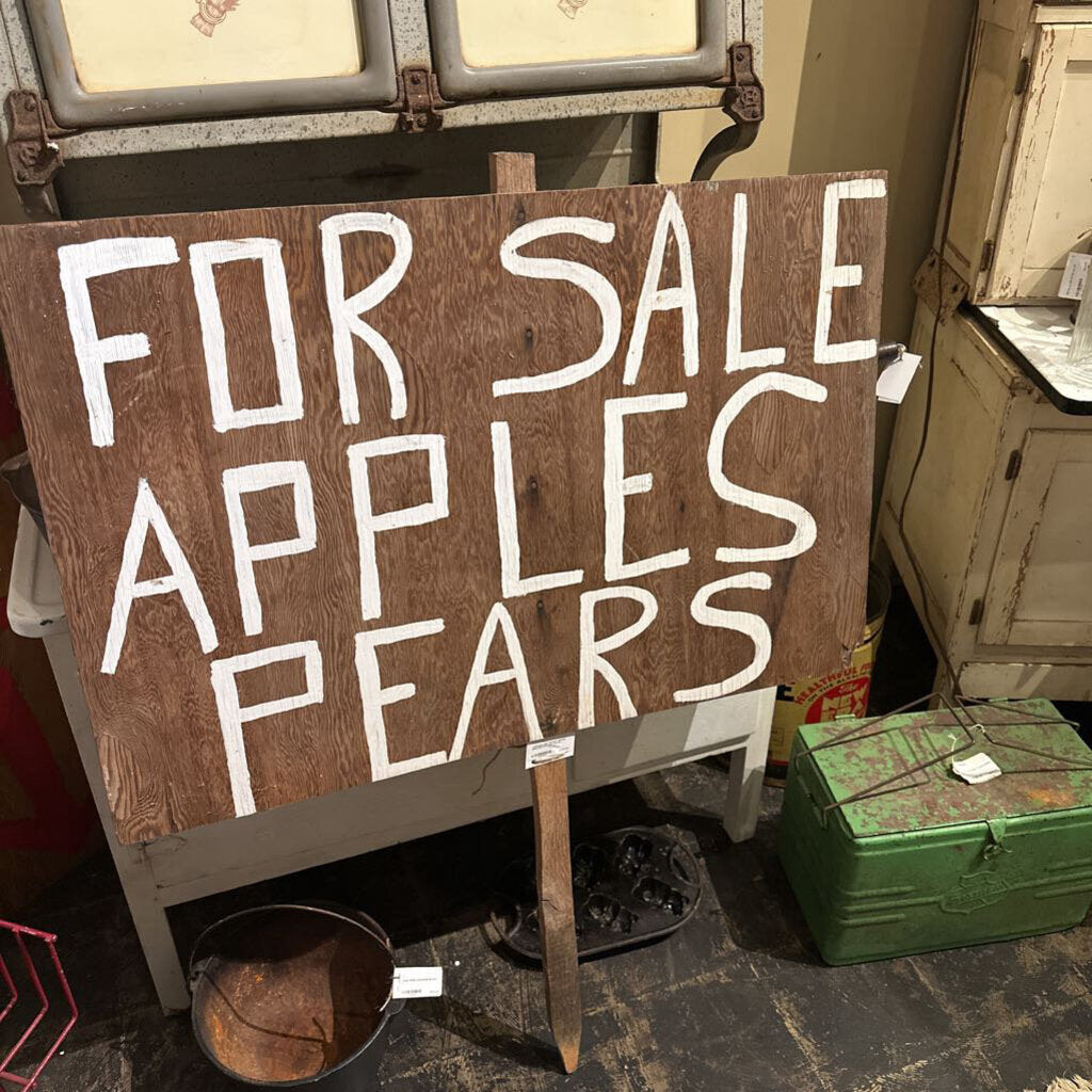 "APPLES AND PEARS" WOOD SIGN