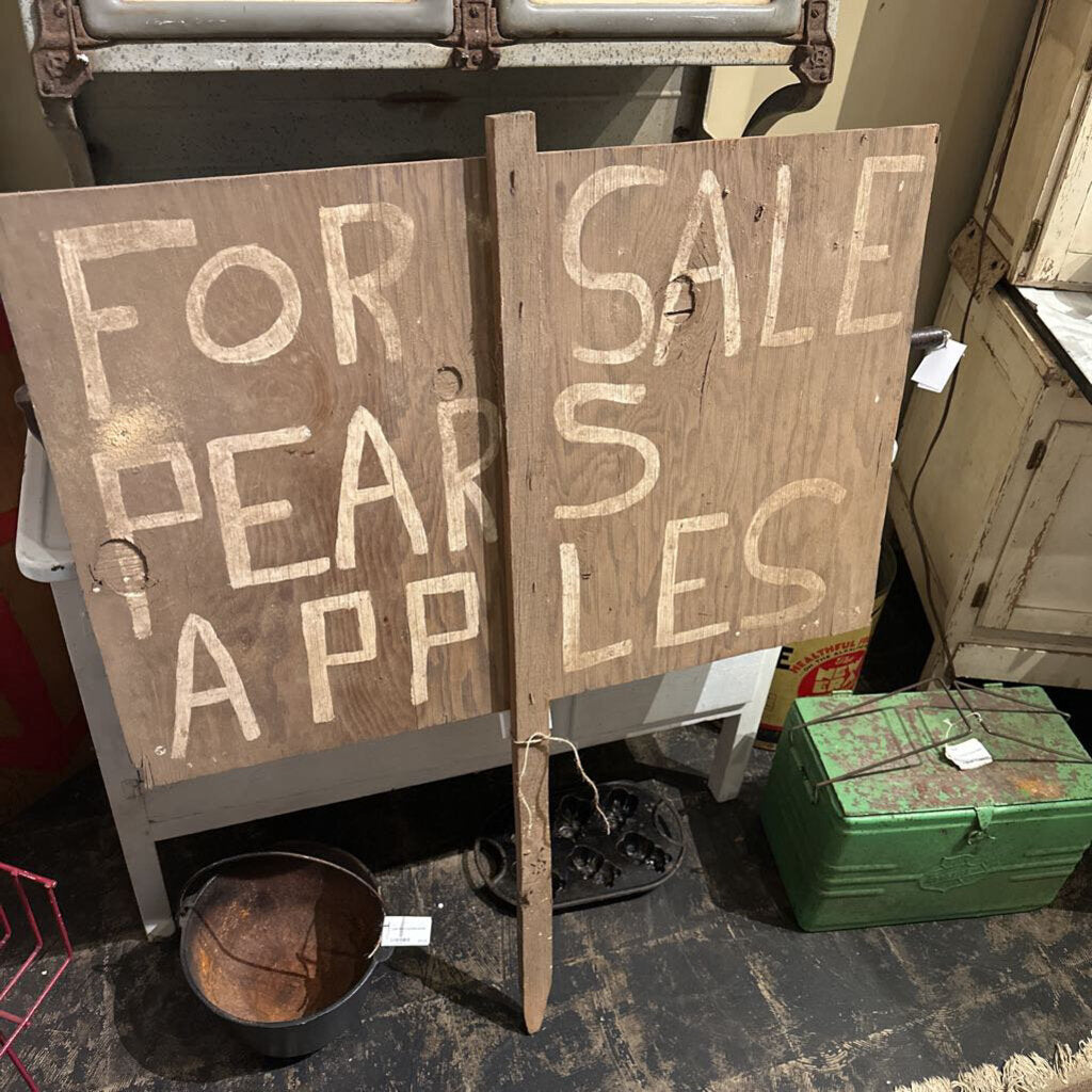 "APPLES AND PEARS" WOOD SIGN