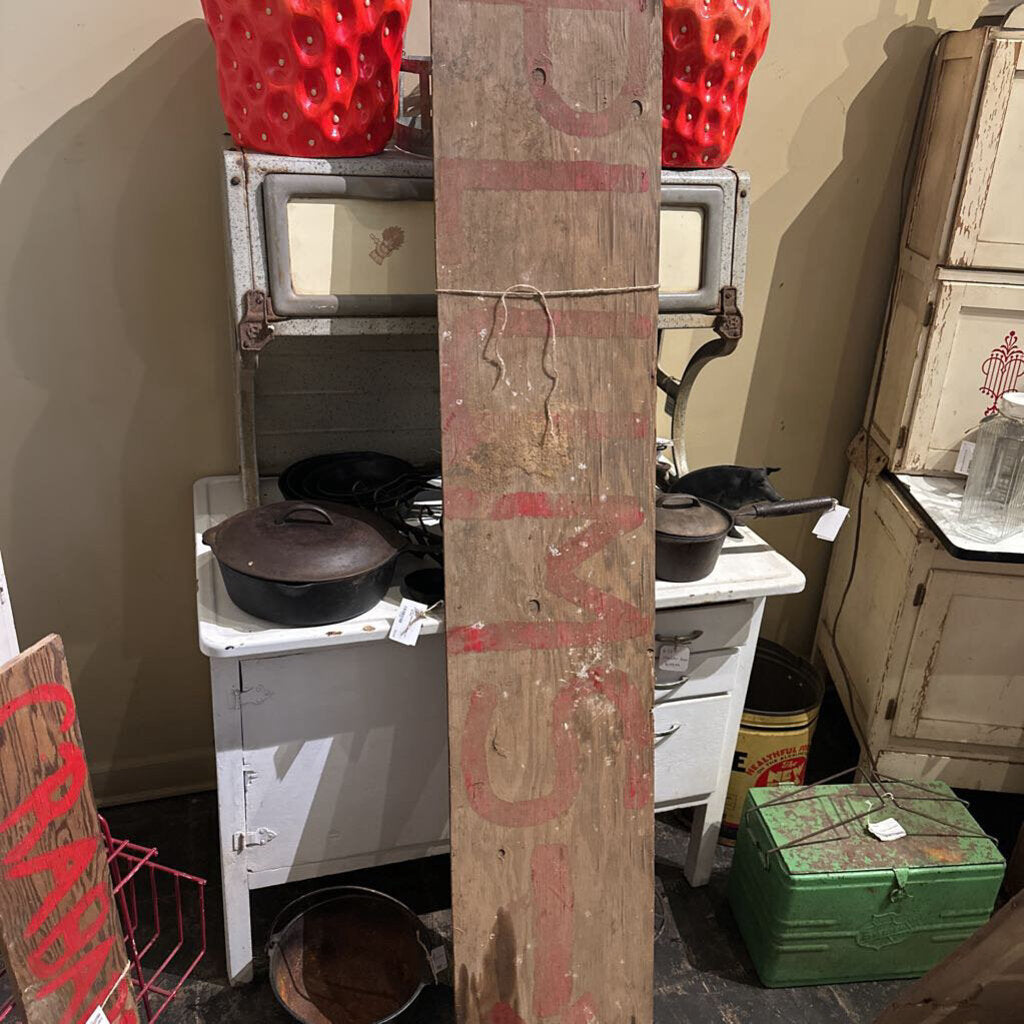 "PLUMS" WOOD SIGN