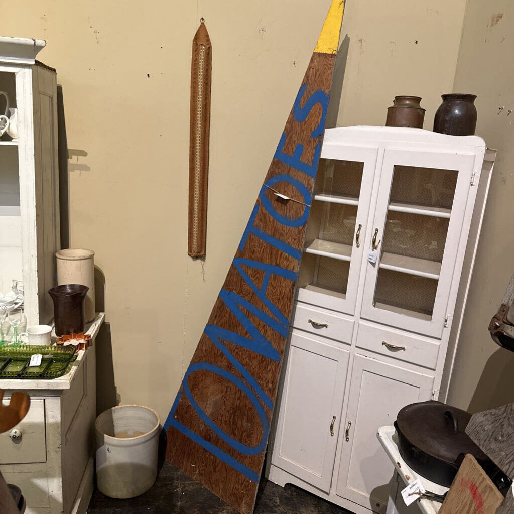 "TOMATOES" TRIANGLE WOOD SIGN