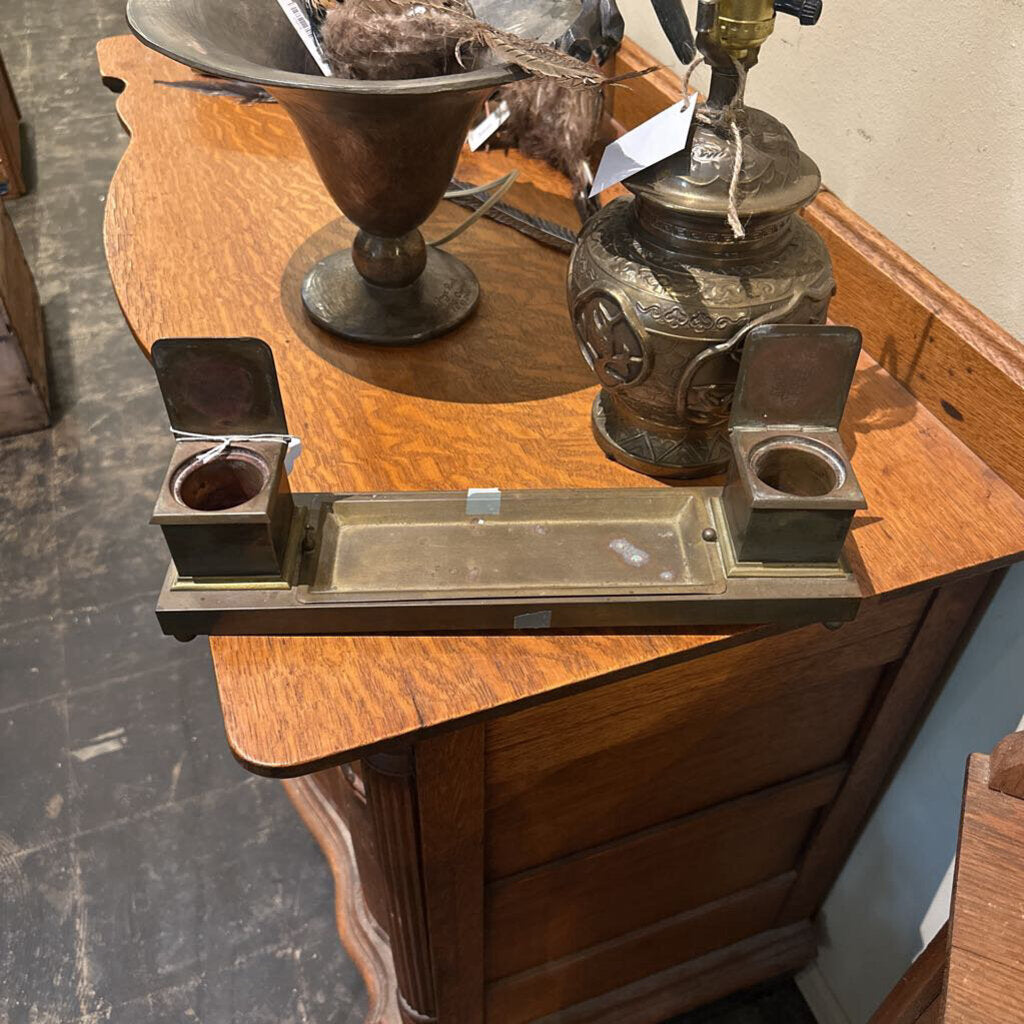 BRASS DOUBLE INK WELL