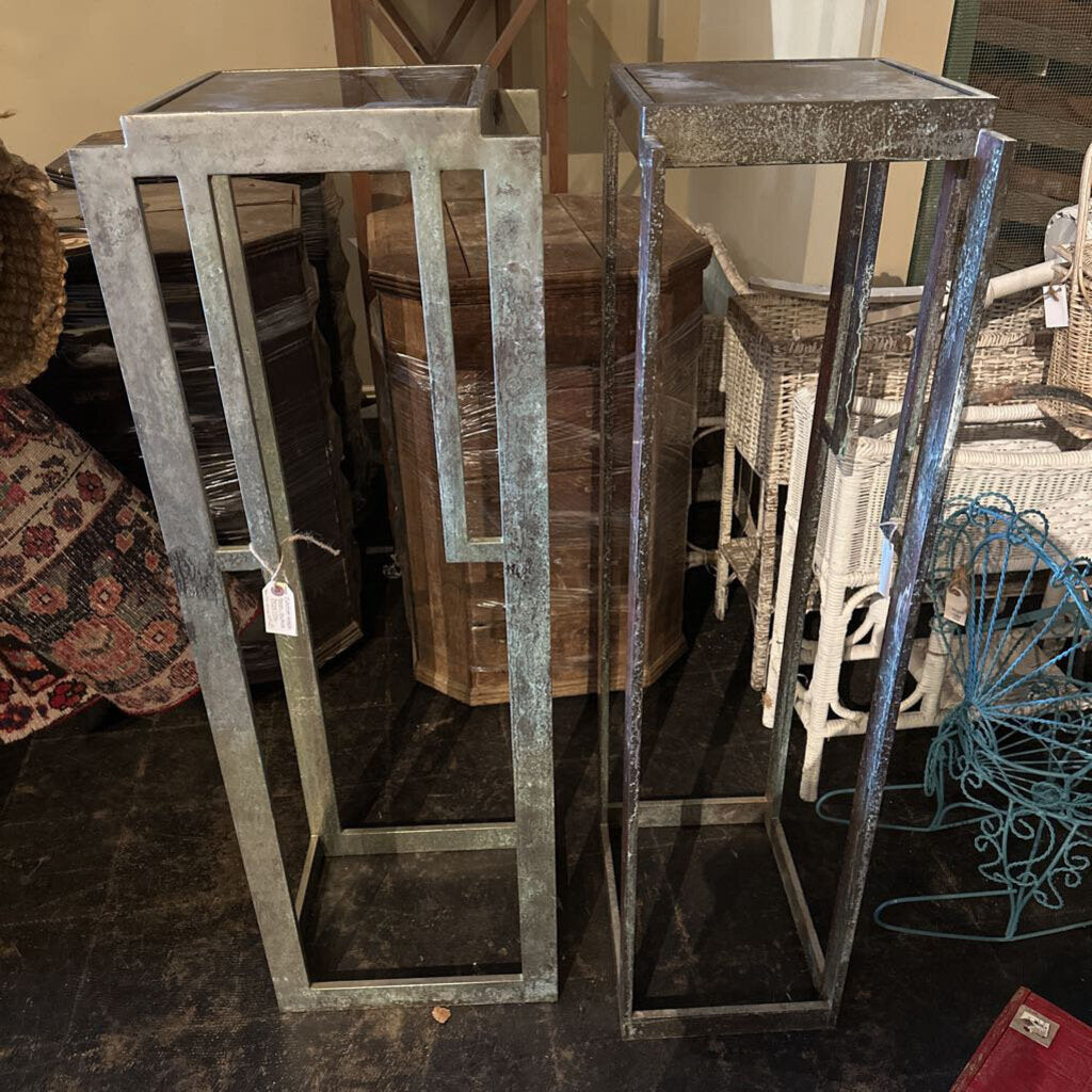 CUSTOM MADE STEEL AND GLASS PEDESTALS