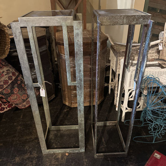 CUSTOM MADE STEEL AND GLASS PEDESTALS