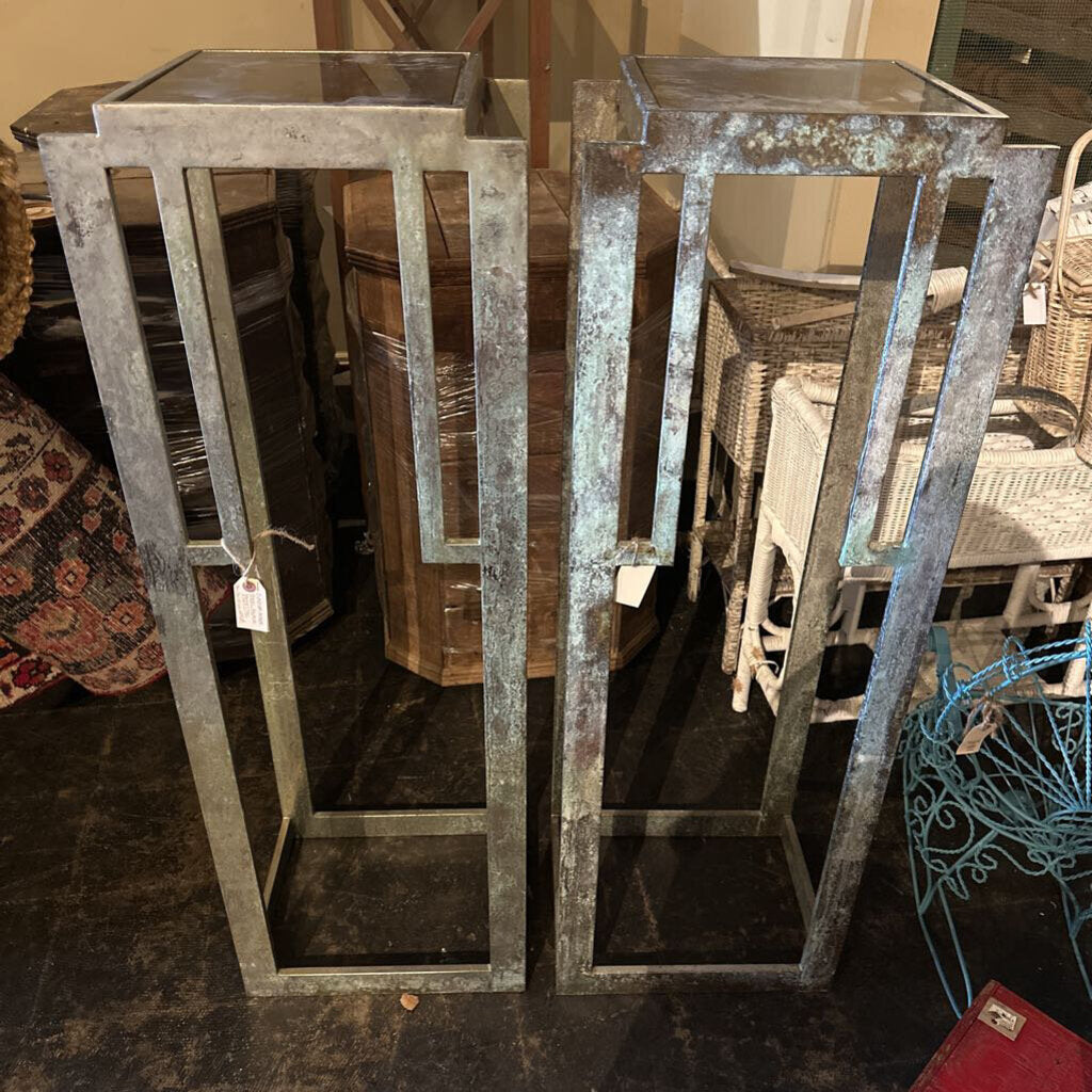 CUSTOM MADE STEEL AND GLASS PEDESTALS