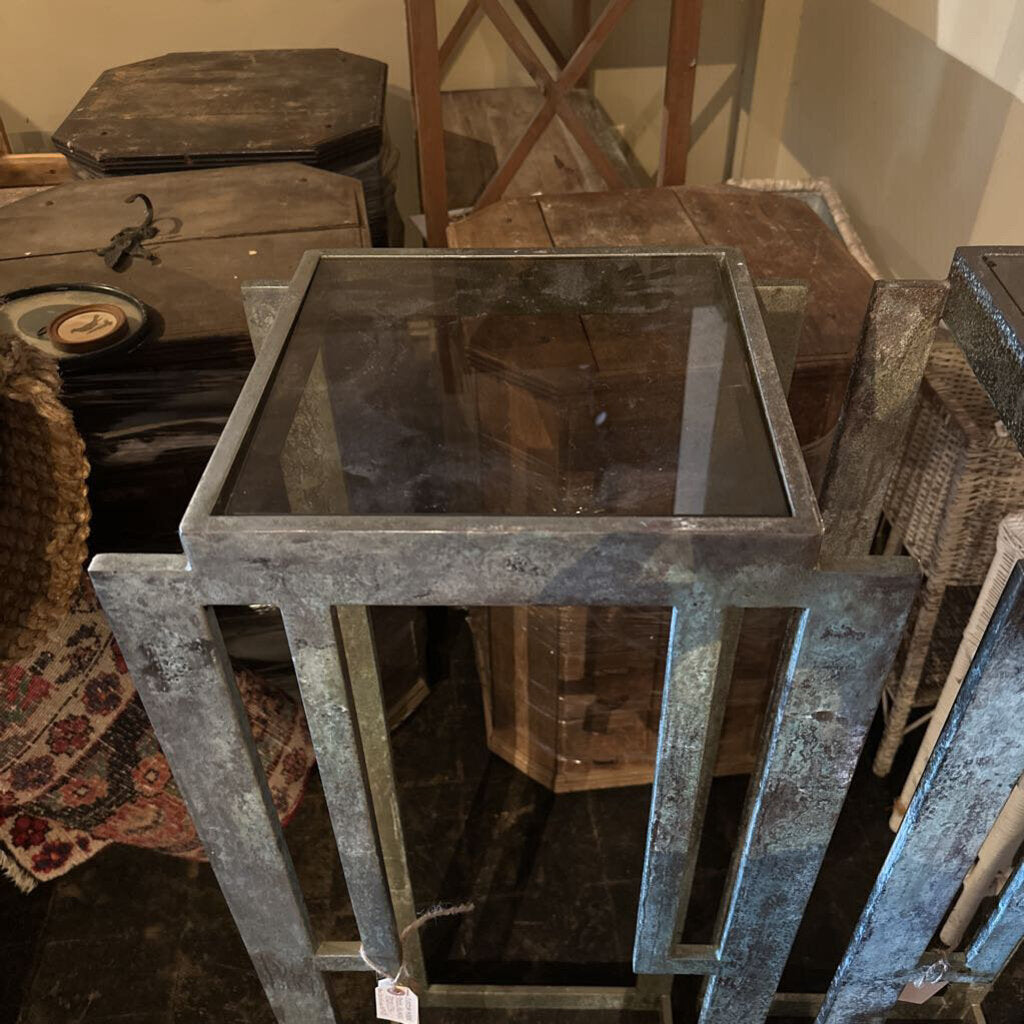CUSTOM MADE STEEL AND GLASS PEDESTALS