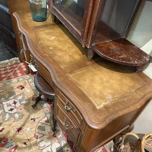 DESK WITH LEATHER INLAY TOP