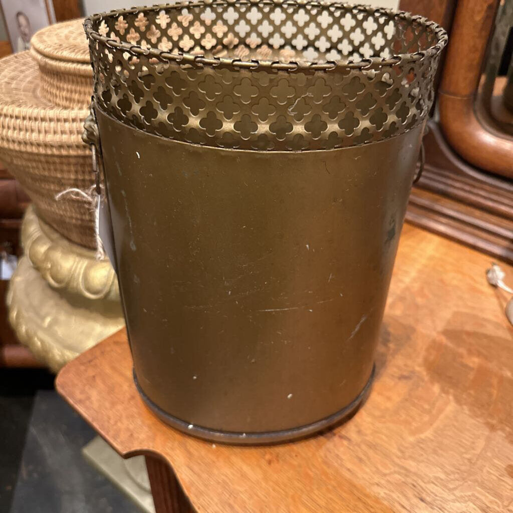 TOLE WASTE PAPER BASKET WITH HANDLES