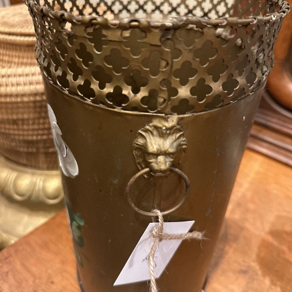 TOLE WASTE PAPER BASKET WITH HANDLES