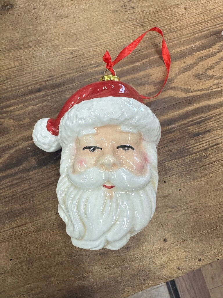 CERAMIC SANTA HEAD ORNAMENT