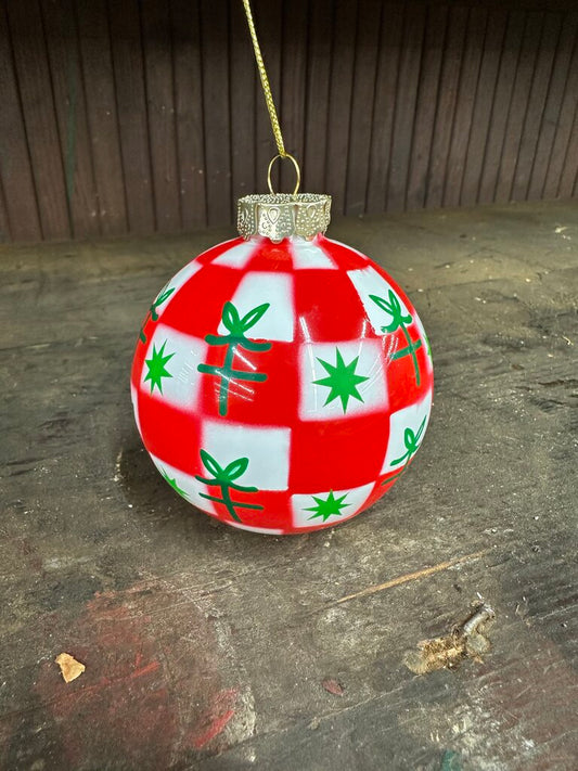 CHECKERED BALL ORNAMENT