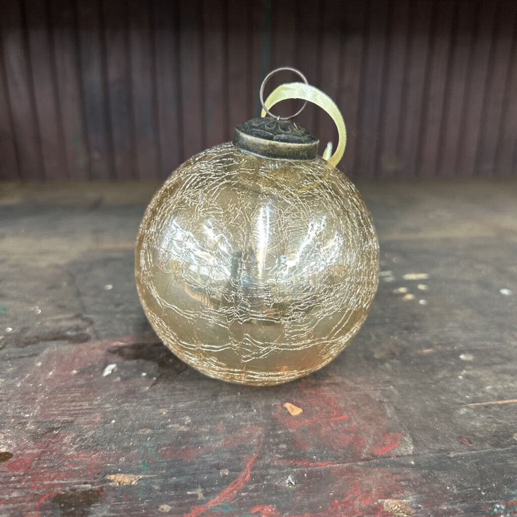 CRACKLE GLASS BALL ORNAMENT