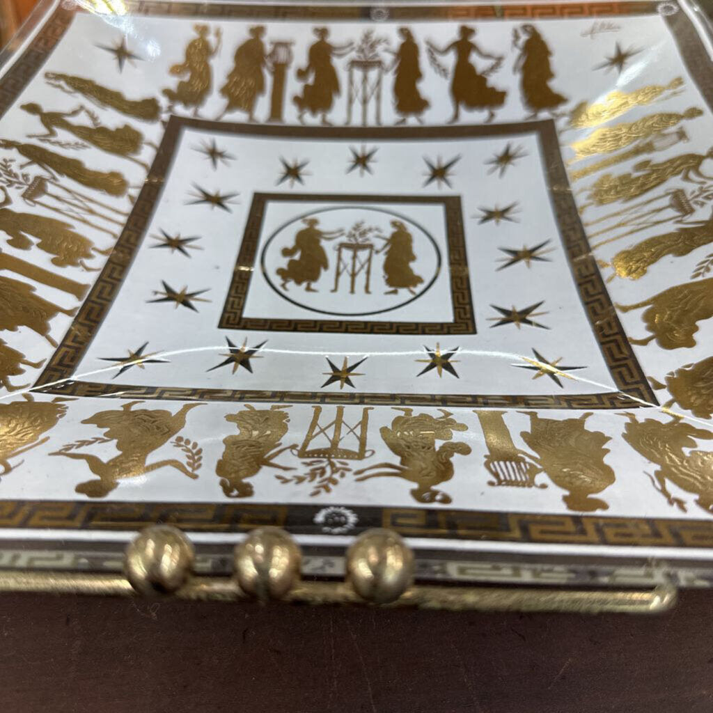TIERED GLASS AND METAL SERVING TRAY