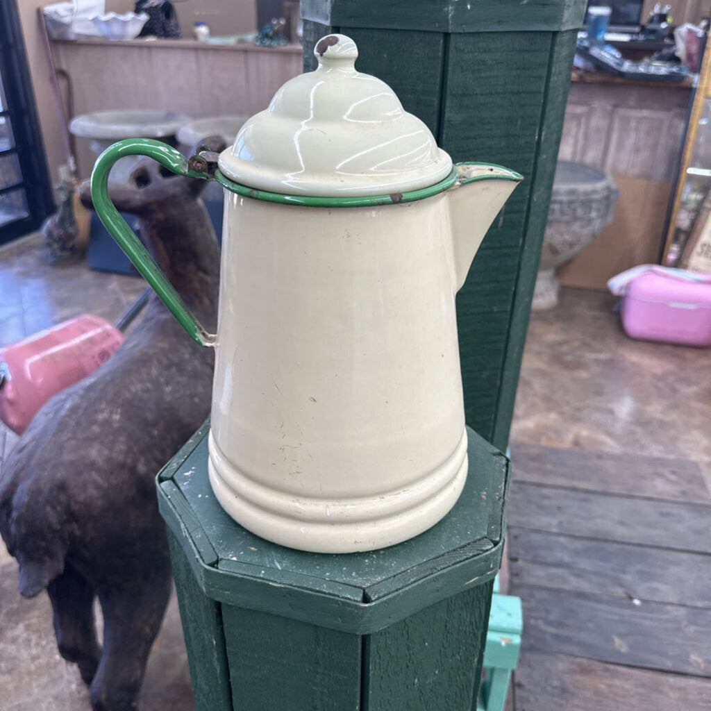 ENAMEL COFFEE KETTLE WITH HINGED LID