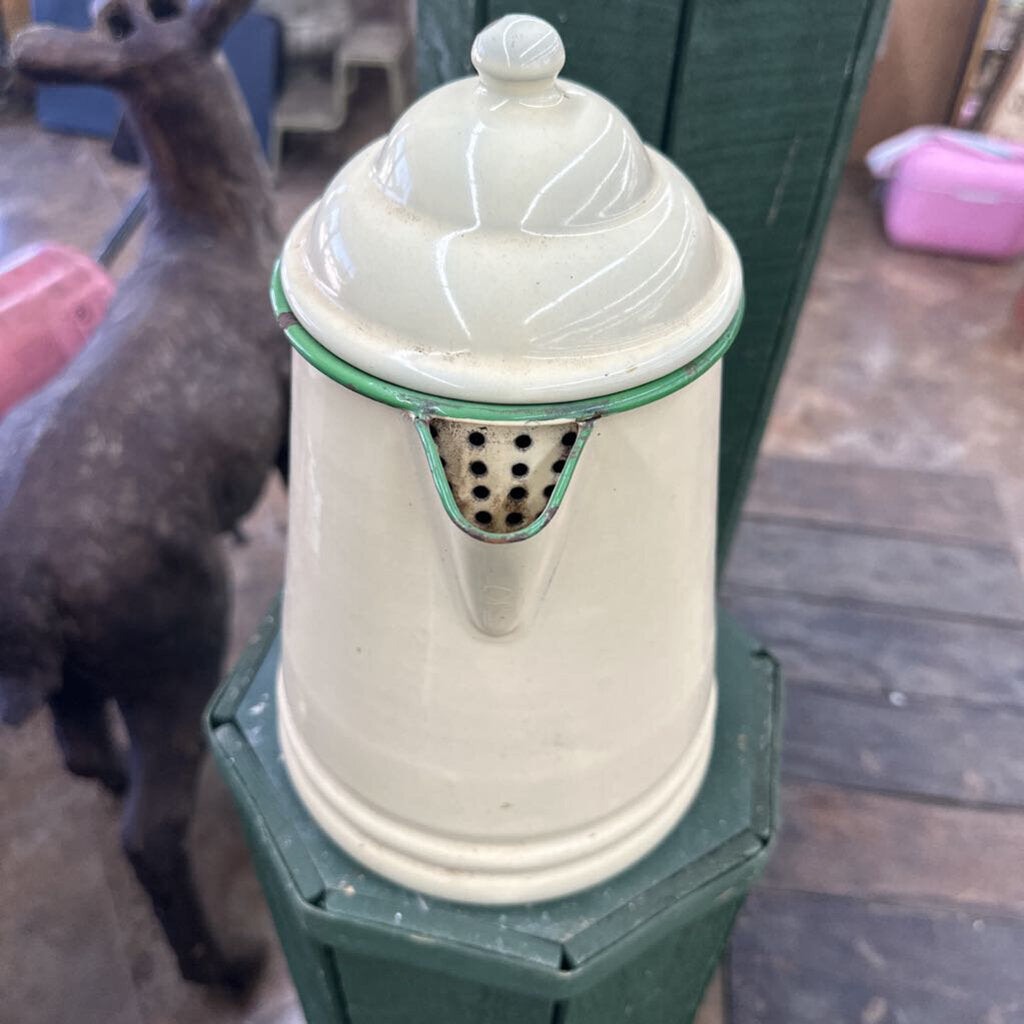 ENAMEL COFFEE KETTLE WITH HINGED LID