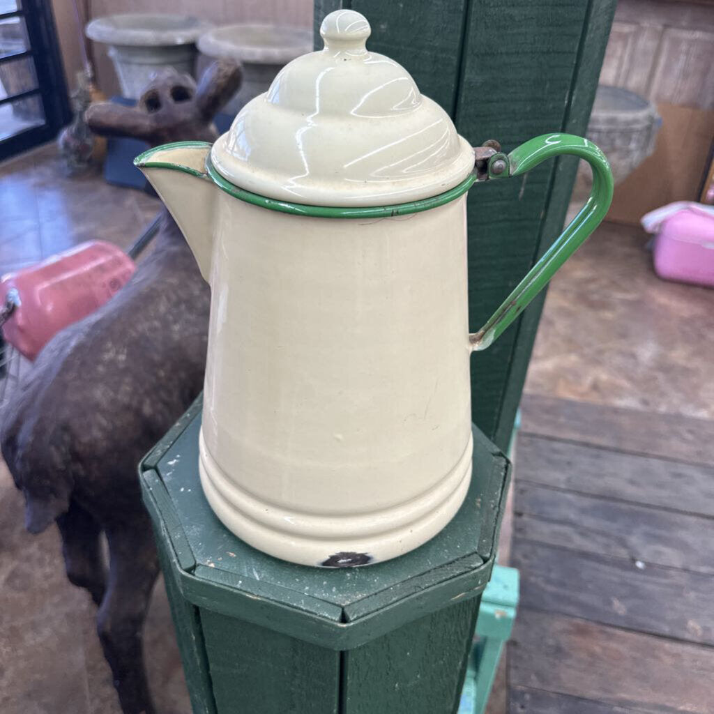 ENAMEL COFFEE KETTLE WITH HINGED LID