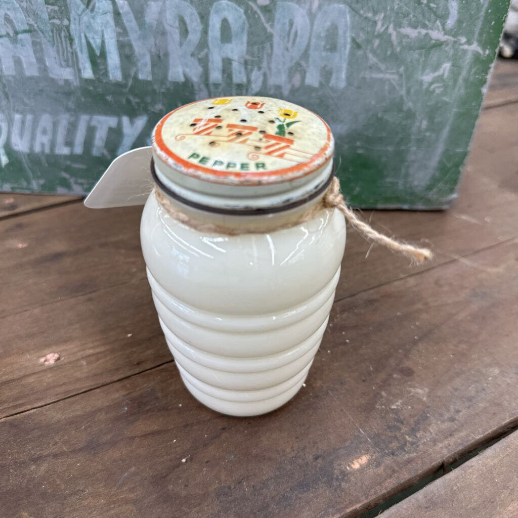 FIRE KING MILK GLASS BEEHIVE PEPPER SHAKER