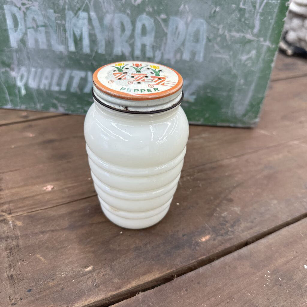 FIRE KING MILK GLASS BEEHIVE PEPPER SHAKER