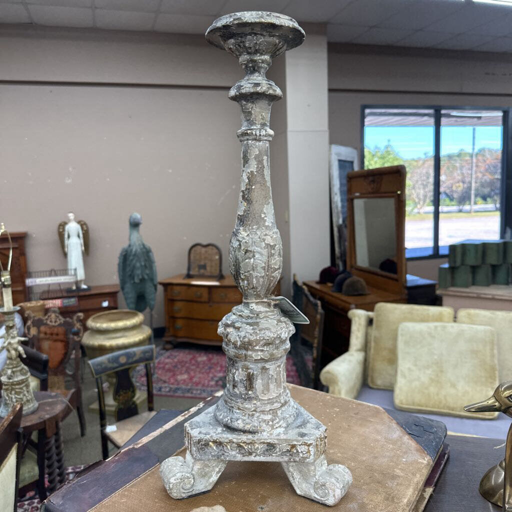 AGED WOODEN PILLAR HOLDER