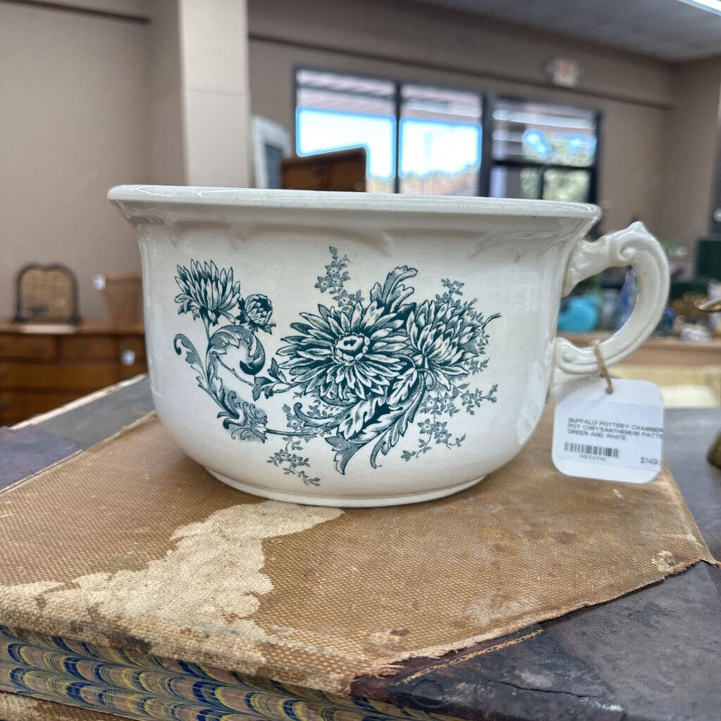 BUFFALO POTTERY CHAMBER POT CHRYSANTHEMUM PATTERN