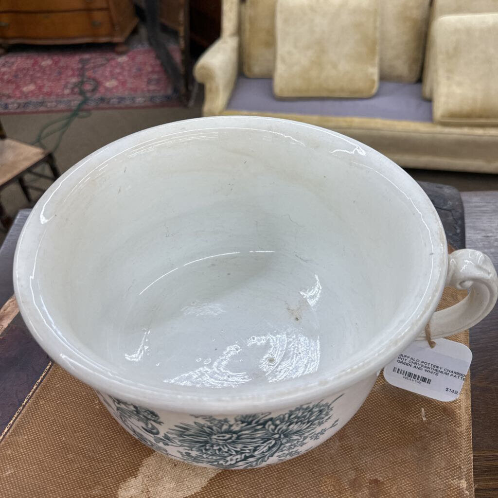 BUFFALO POTTERY CHAMBER POT CHRYSANTHEMUM PATTERN