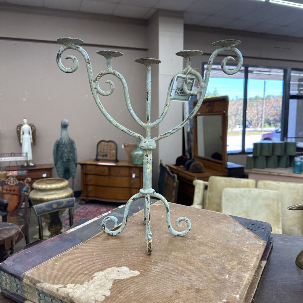 WROUGHT IRON 5-ARM CANDELABRA