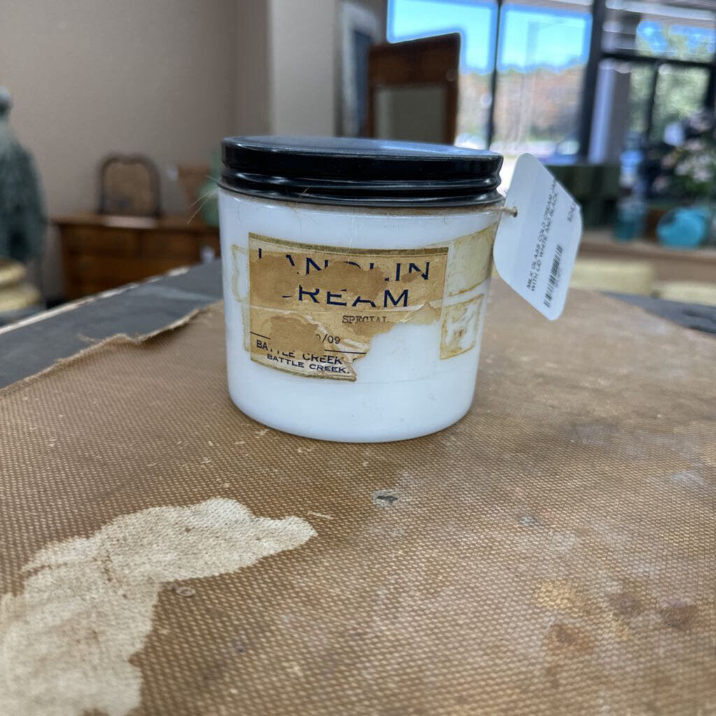 MILK GLASS COLD CREAM JAR WITH LID
