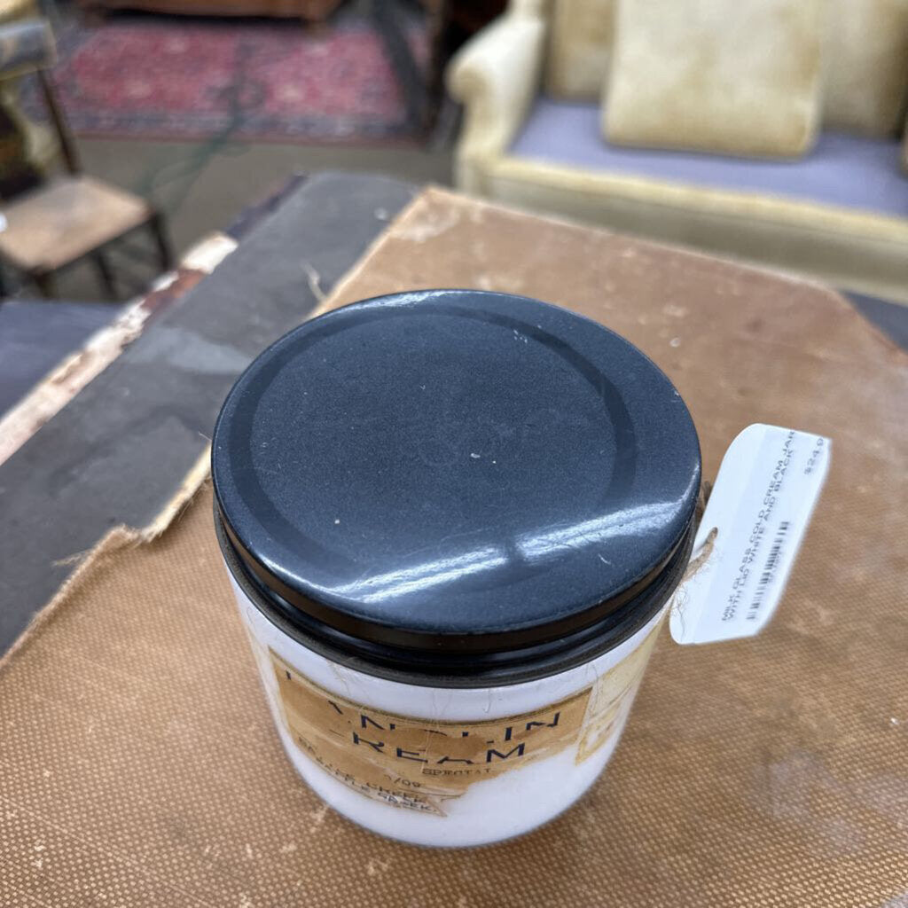 MILK GLASS COLD CREAM JAR WITH LID
