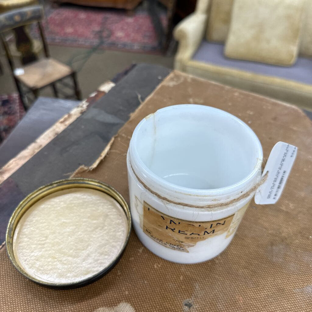 MILK GLASS COLD CREAM JAR WITH LID