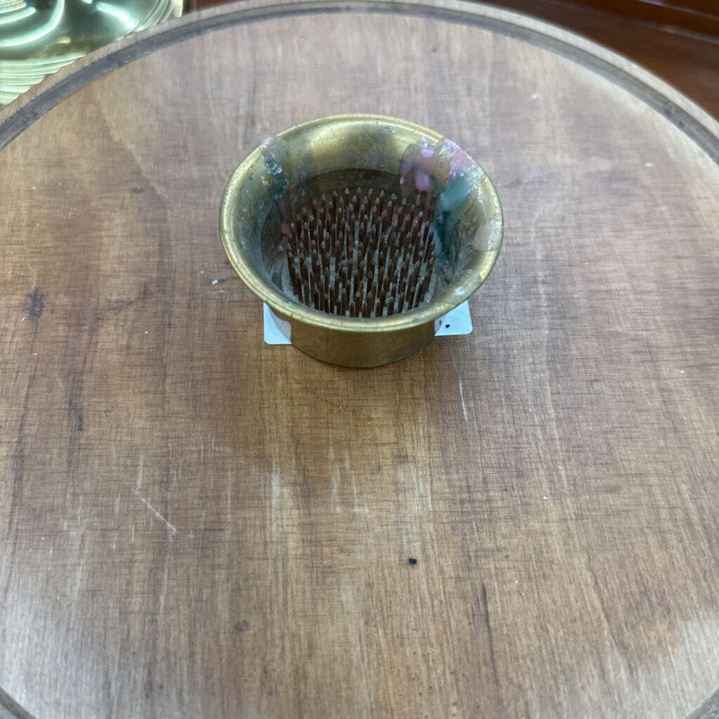 VINTAGE BRASS CUP FLOWER FROG