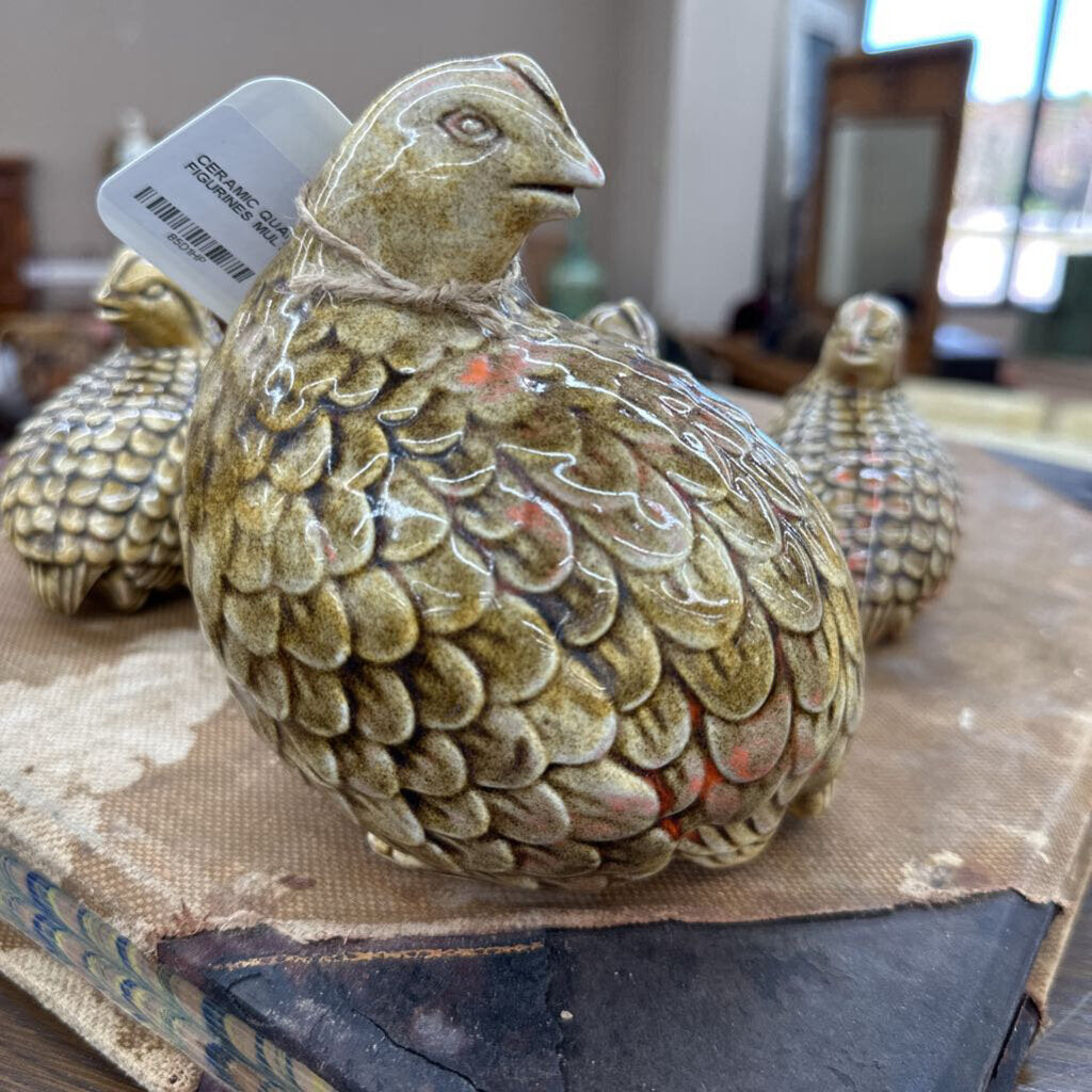 CERAMIC QUAIL FAMILY FIGURINES