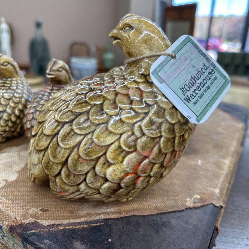 CERAMIC QUAIL FAMILY FIGURINES