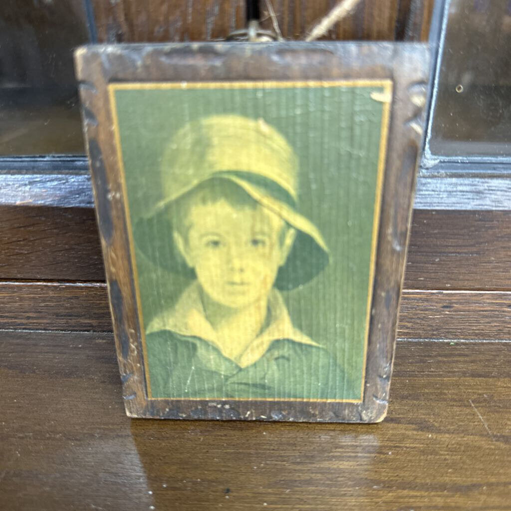 PRINT OF "THE TORN HAT" ON WOOD