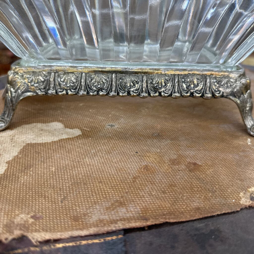 SILVER-PLATE FOOTED CRYSTAL BOWL