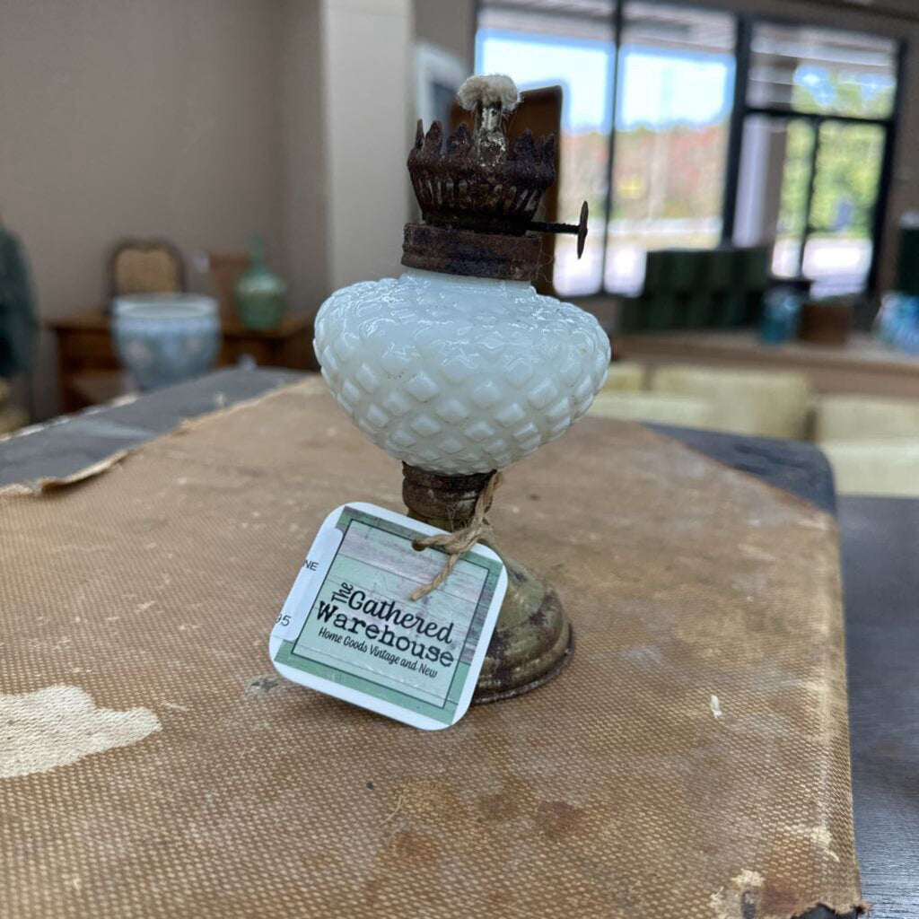 MILK GLASS HOBNAIL KEROSENE LAMP BASE