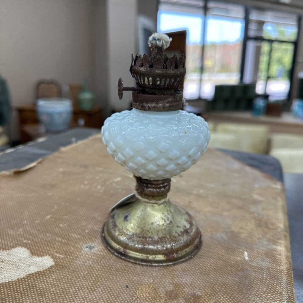 MILK GLASS HOBNAIL KEROSENE LAMP BASE