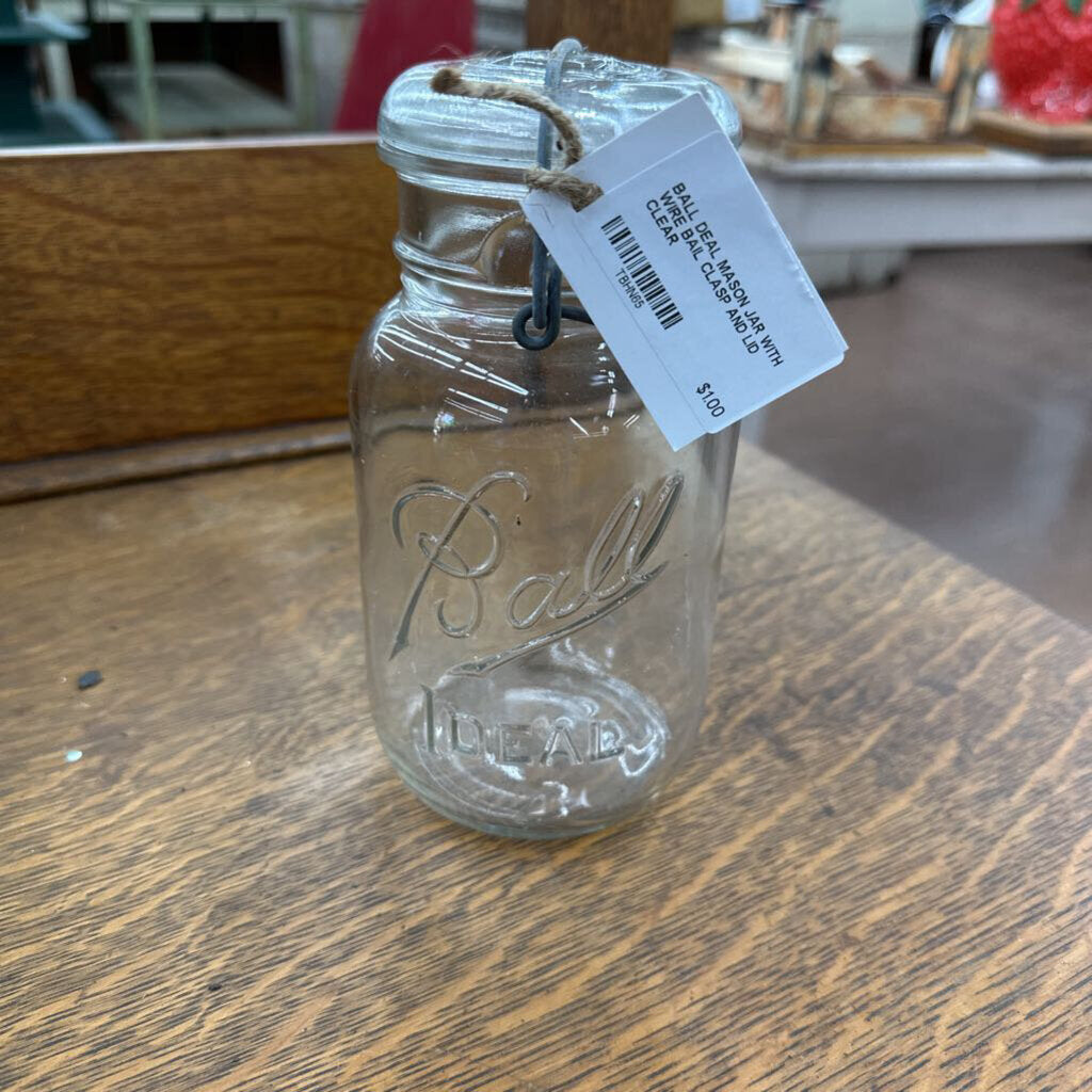 BALL DEAL MASON JAR WITH WIRE BAIL CLASP AND LID
