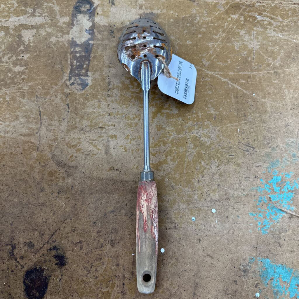 WOODEN HANDLE SLOTTED SPOON