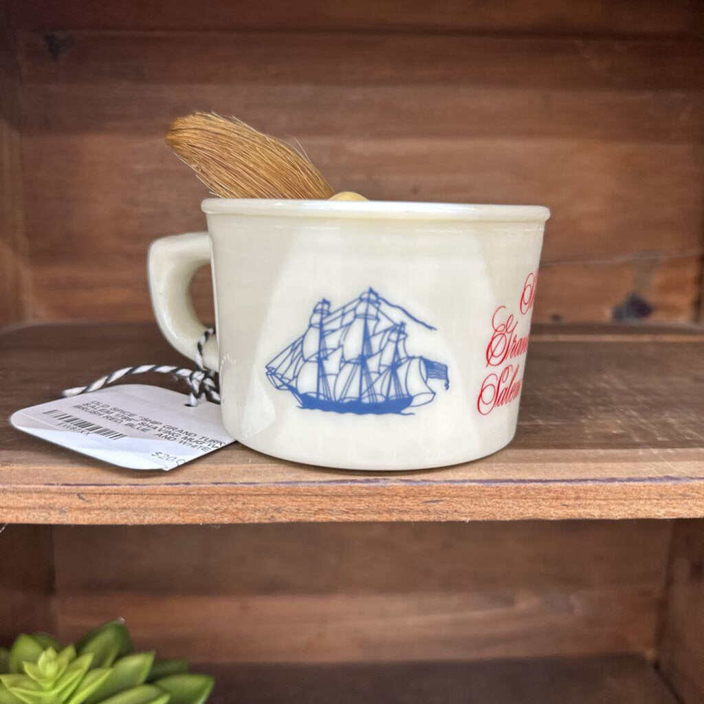 OLD SPICE "SHIP GRAND TURK SALEM 1786" SHAVING MUG WITH BRUSH