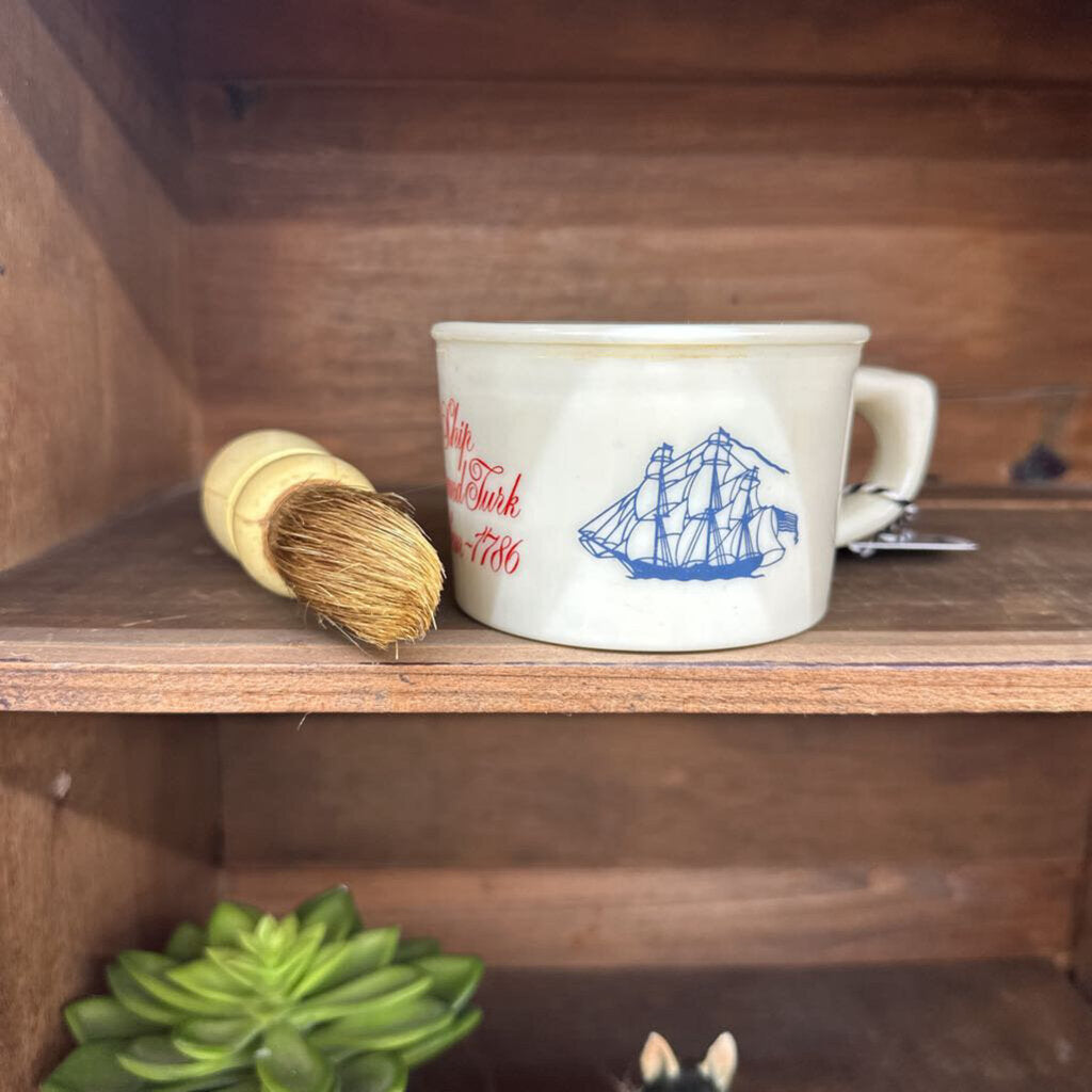 OLD SPICE "SHIP GRAND TURK SALEM 1786" SHAVING MUG WITH BRUSH