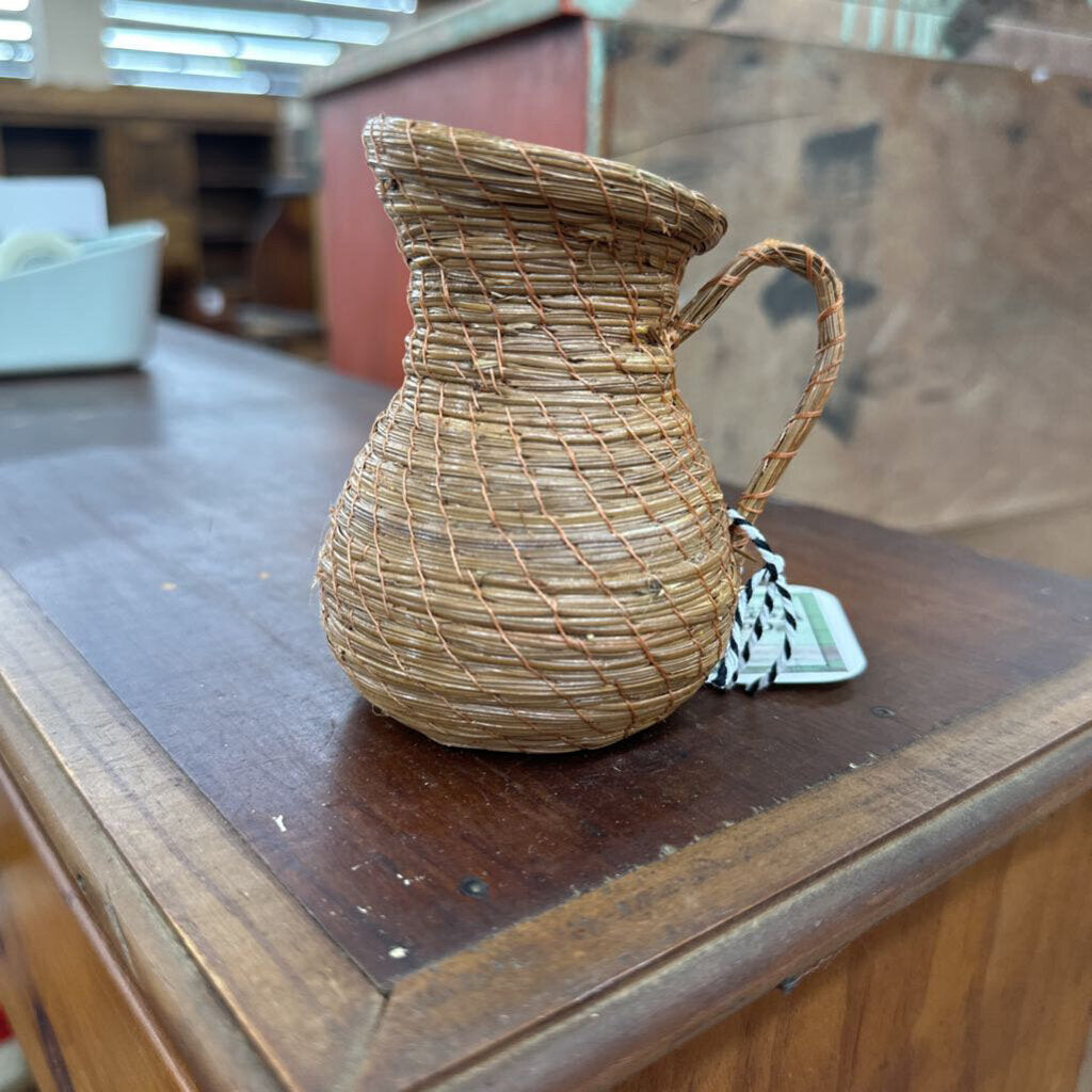 HANDMADE COILED PINE NEEDLE PITCHER