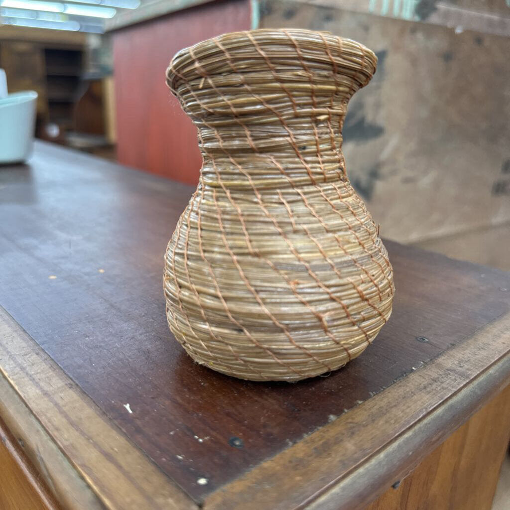 HANDMADE COILED PINE NEEDLE PITCHER