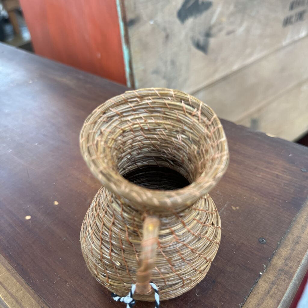 HANDMADE COILED PINE NEEDLE PITCHER