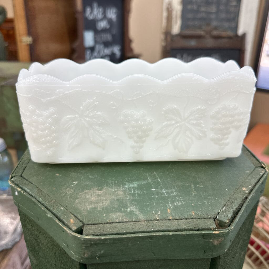 MILK GLASS RECTANGLE DISH