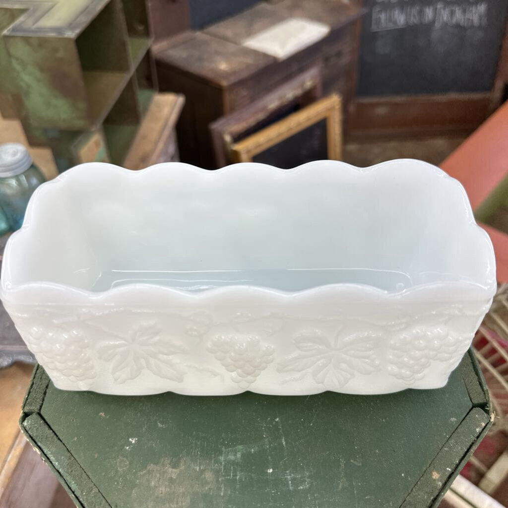 MILK GLASS RECTANGLE DISH