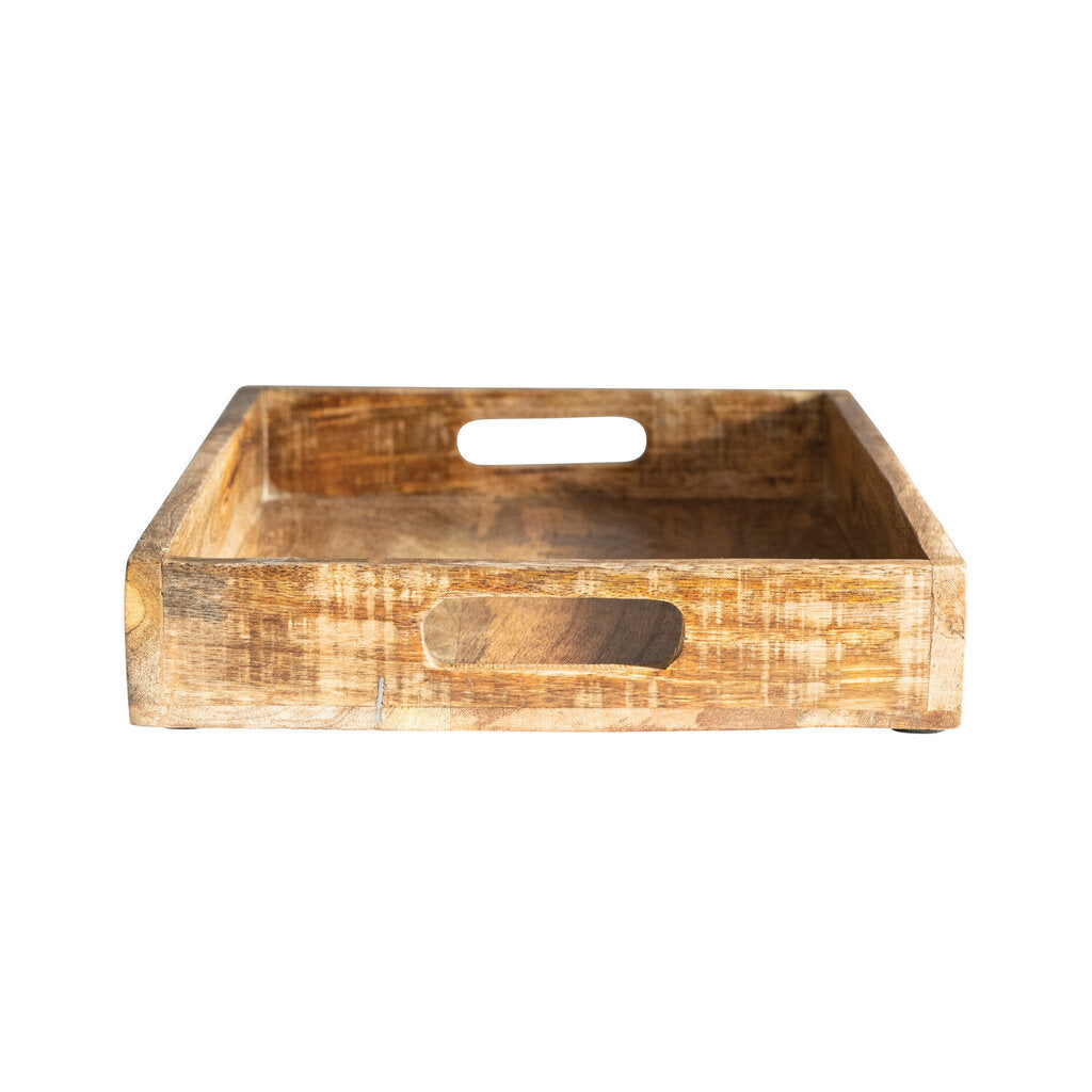 MANGO WOOD TRAY WITH BOTANICALS