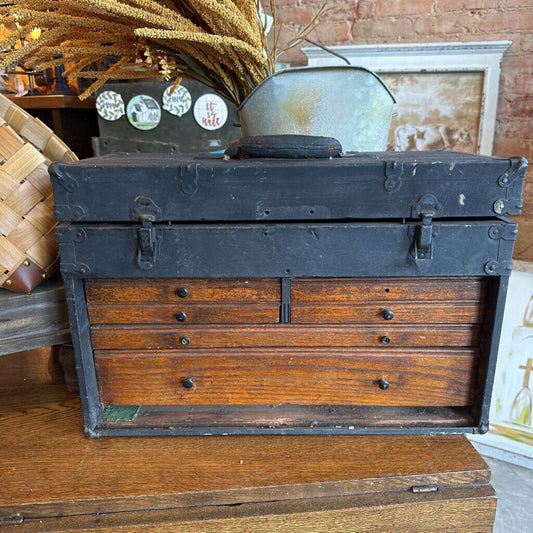 STAR CHESTS OAK AND METAL MACHINISTS BOX