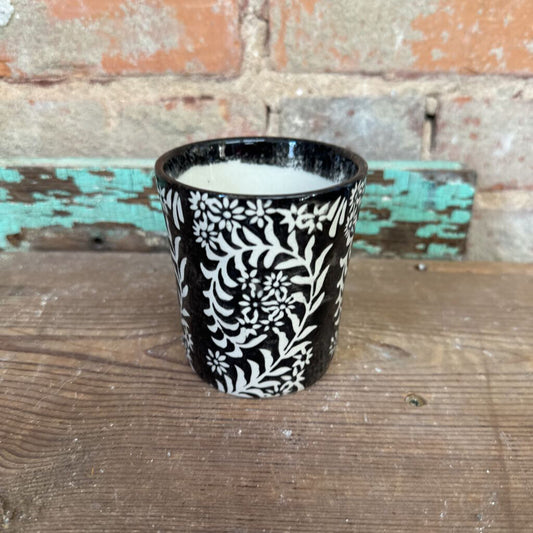 STONEWARE CUP FLORAL PATTERN