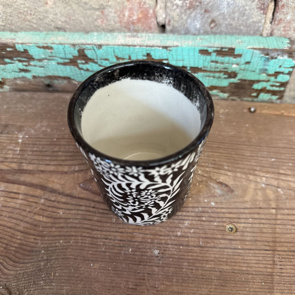 STONEWARE CUP FLORAL PATTERN